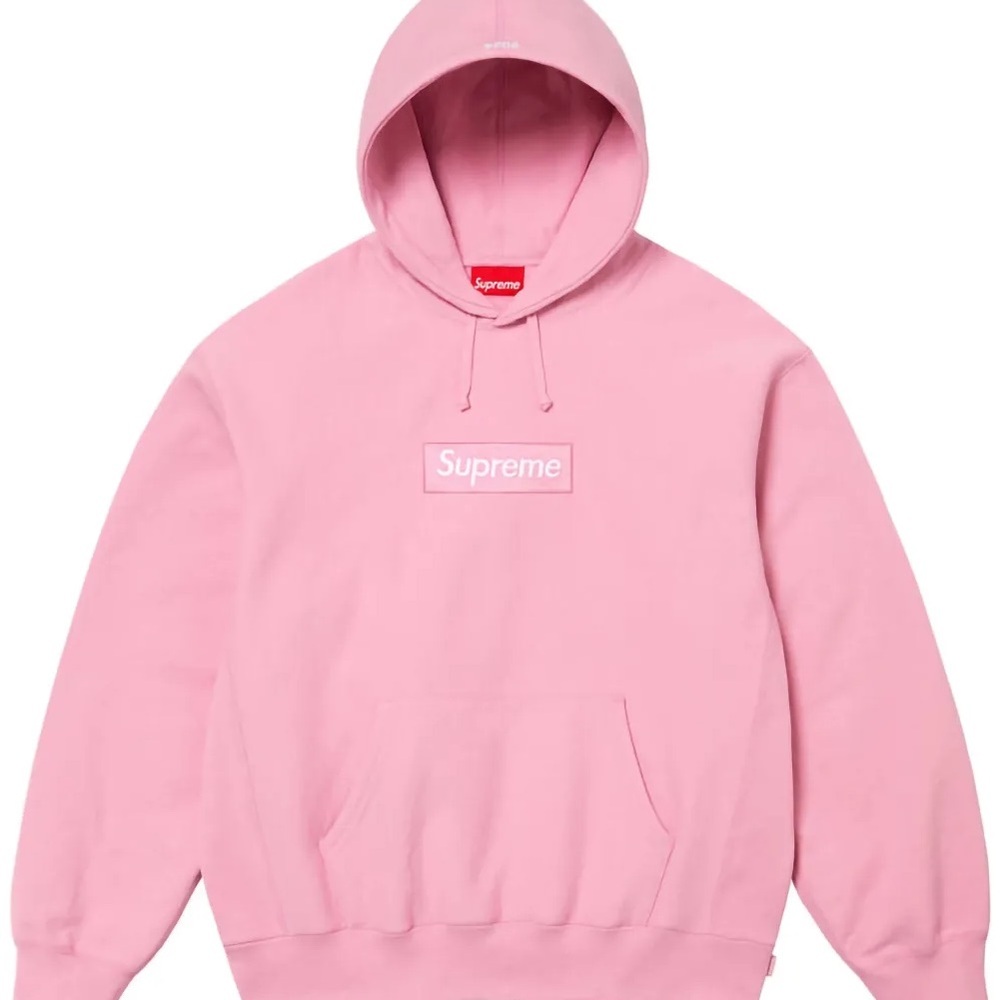 Supreme Pink Sweater with Ribbed Cuffs and Minimalist Design